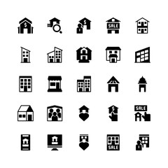 Set of Office, Home, House Property Sale glyph style icon - vector