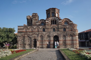 Fototapeta na wymiar NESEBAR, BULGARIA - 08.09.2019 : Church of Christ Pantocrator in the Ancient City of Nesebar, Bulgaria. The Ancient City of Nesebar is a UNESCO World Heritage Site, Church in Nesebar Bulgaria,