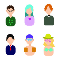 Different faces of people. Vector avatars, icons.
