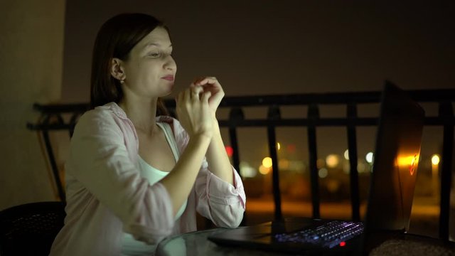 tried lady works at night time outside