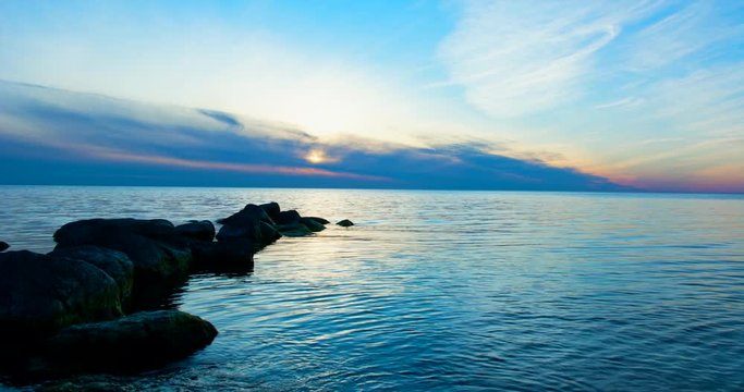 Time lapse, vivid ocean sunset, Sweden