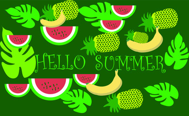 Hello summer-lettering with watermelon