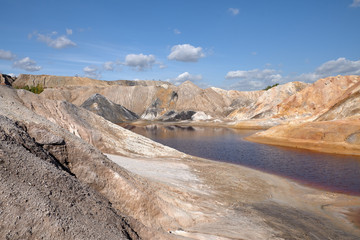 mountain landscape with blue sky and lake