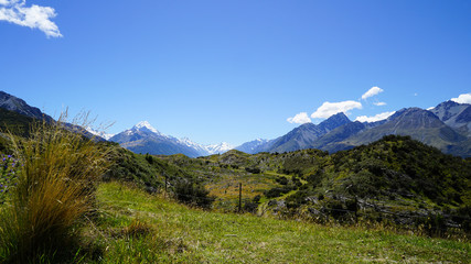 Road to Hooker Valley Track with view to Mount Cook - New Zealand