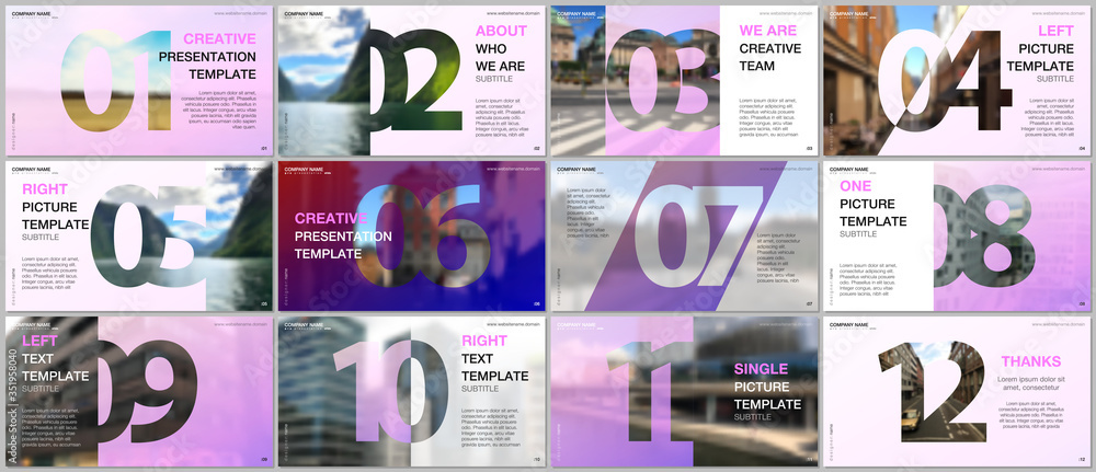 Sticker minimal presentations design, portfolio vector templates with numbers. easy to edit and customize. m