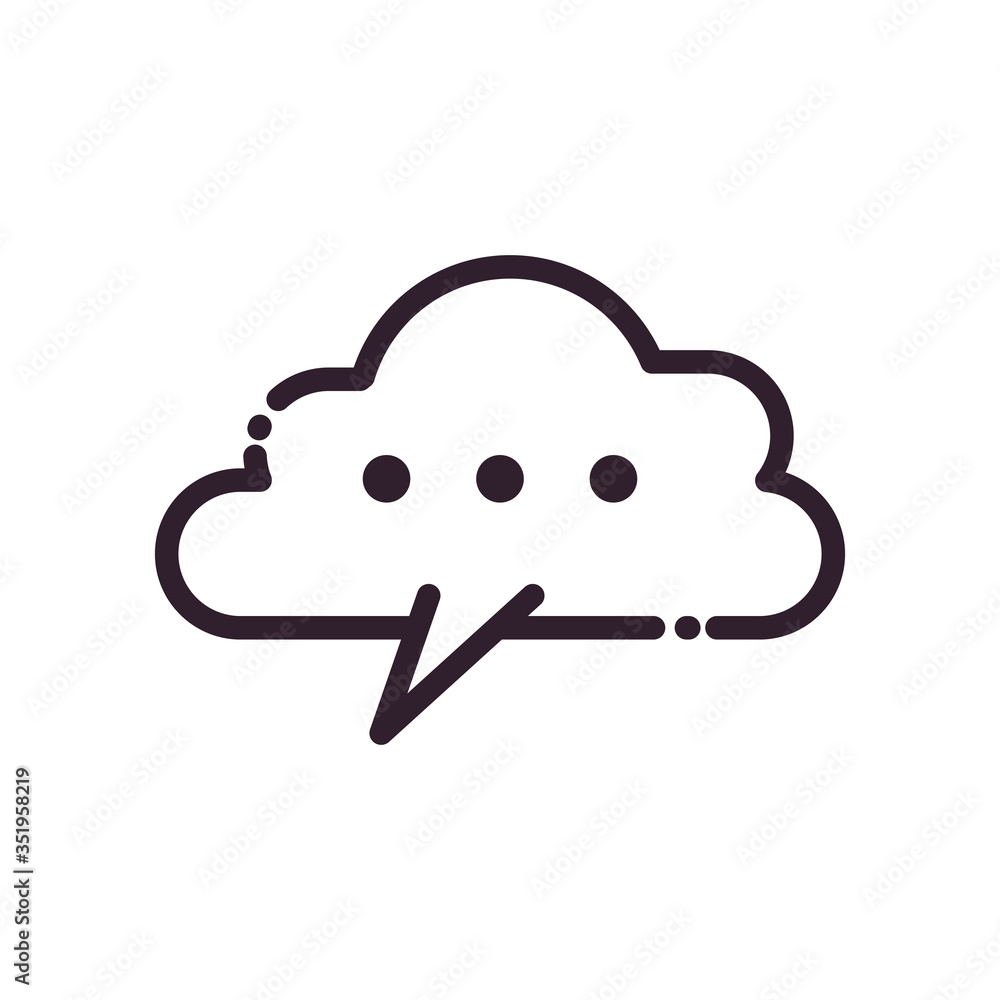 Poster cloud communication bubble line style icon vector design