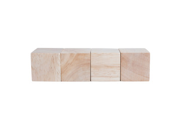 Wooden cube with beautiful wooden textured isolated on white background with Clipping path