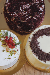 beautiful and delicious cakes in a coffee shop