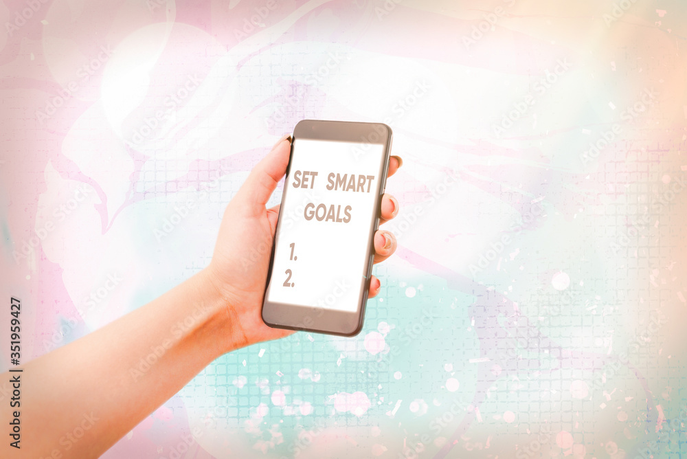 Poster text sign showing set smart goals. business photo showcasing giving criteria to guide in the setting