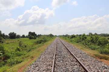 Fototapeta premium Chemin de fer du train de bambou à Battambang, Cambodge
