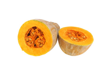 squash cut in half isolated on white background