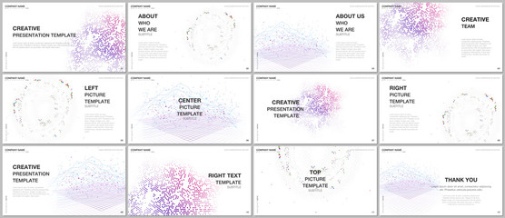 Presentation design vector template, multipurpose template for presentation slide, flyer, brochure cover design, infographic presentation. Deep learning artificial intelligence. Big data visualization