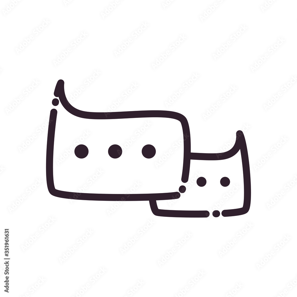 Poster communication bubbles with points line style icon vector design