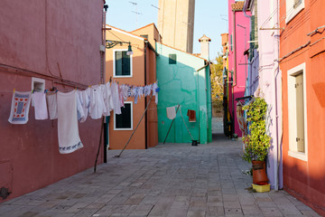 Kolorowe domki w Wenecji (Burano) - obrazy, fototapety, plakaty