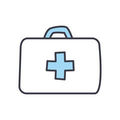 Obraz premium Medical cross inside kit flat style icon vector design