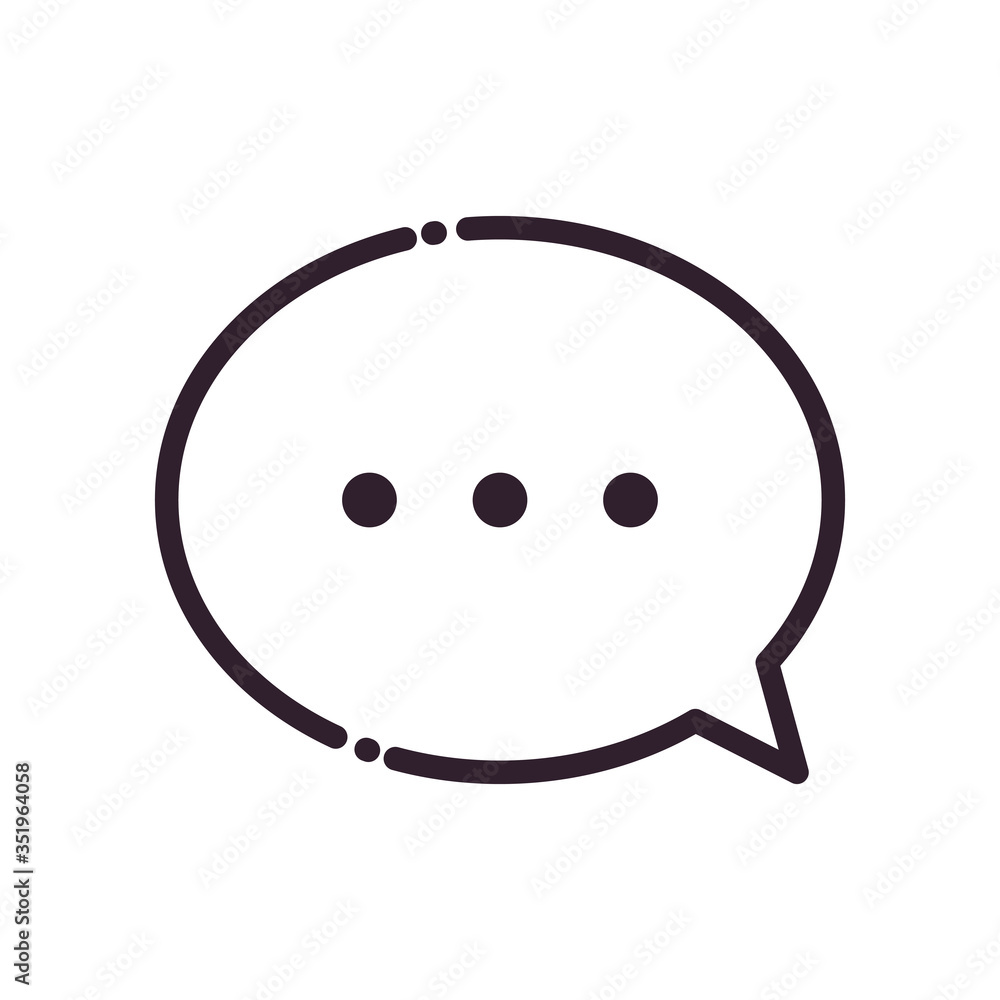 Poster communication bubble with points line style icon vector design