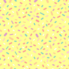 Doughnut glaze with sprinkles seamless pattern, tasty poster design template, vector illustration