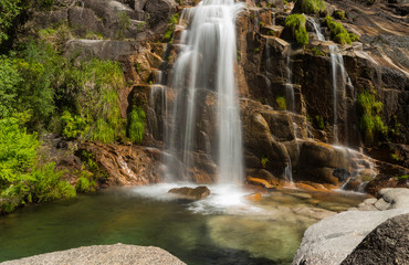 Beautiful waterfall in springtime in Peneda-Geres National Park, Portugal