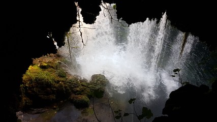 h&ouml;hle, cascada, natur, wasserfall, berg, Grotte