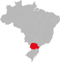 Paraná state highlighted on Brazil map. Business concepts and backgrounds.