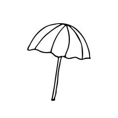 Doodle parasol icon in vector. Hand drawn parasol icon in vector. Beach umbrella icon.