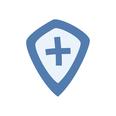 Fototapeta premium Cross inside shield flat style icon vector design