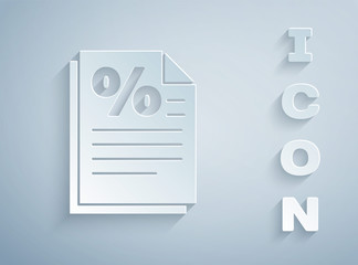 Paper cut Finance document icon isolated on grey background. Paper bank document for invoice or bill concept. Paper art style. Vector