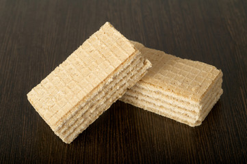 Close-up of wafers on table