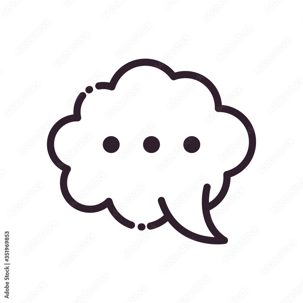 Poster cloud communication bubble line style icon vector design