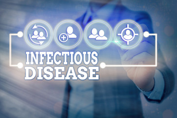 Writing note showing Infectious Disease. Business concept for caused by pathogenic microorganism,...