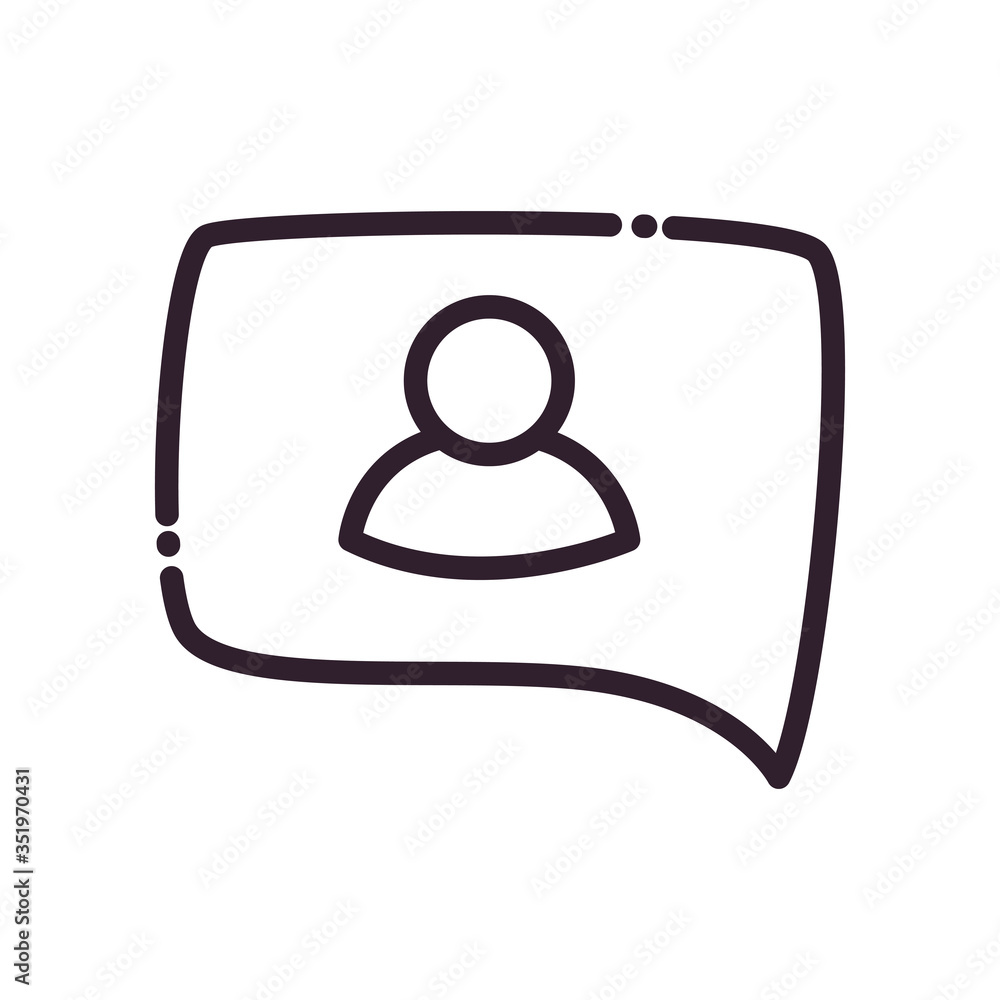 Poster avatar inside communication bubble line style icon vector design
