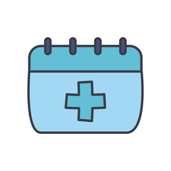 Medical cross inside calendar flat style icon vector design