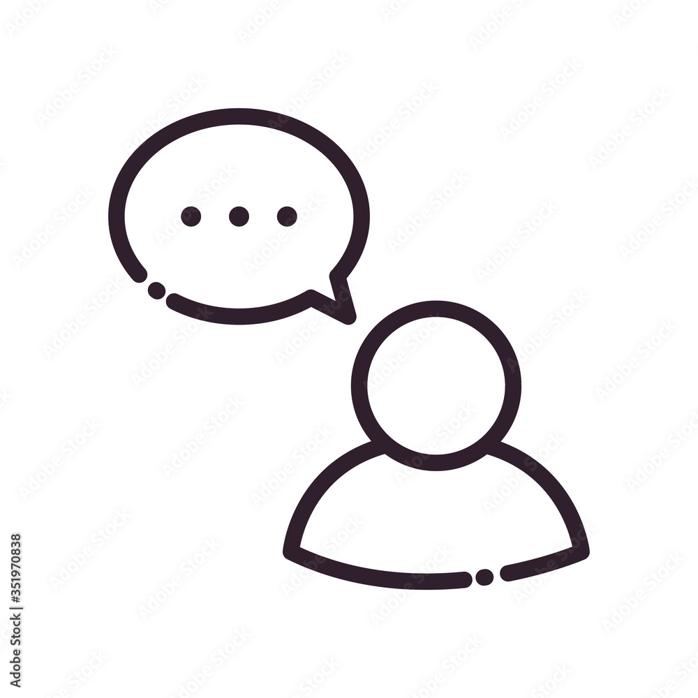 Poster avatar with communication bubble line style icon vector design