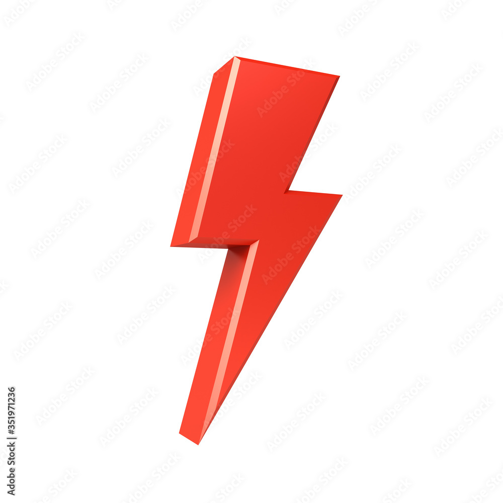 Poster 3d thunder or lightning isolated over white background 3d rendering