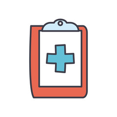 Medical cross inside document flat style icon vector design