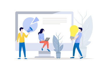 Vector illustration, flat style, business promotion, advertising, growing ideas and inspiration for business. 