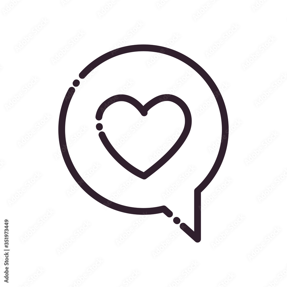Poster communication bubble with heart line style icon vector design