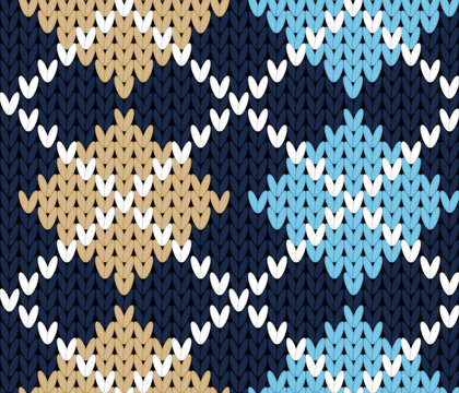 vector knitting seamless background: geometric argyle pattern