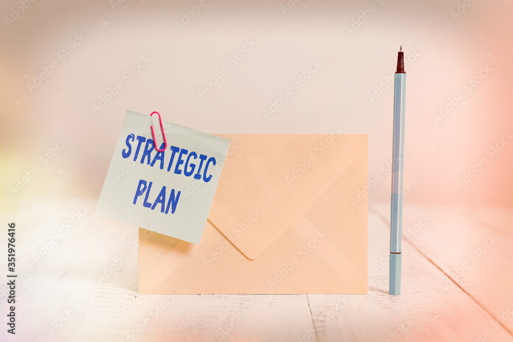 Poster conceptual hand writing showing strategic plan. concept meaning a systematic process of envisioning 