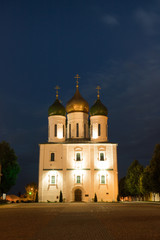 Orthodox Temple Of Assumption Cathedral With Illumination In Kolomna, Moscow Region, Russia.