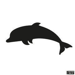 Black Silhouette of a beautiful dolphin vector