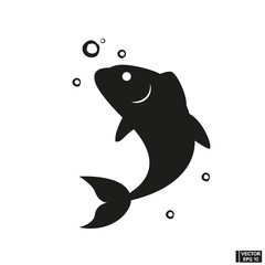 Vector of Black Fish Icon isolated on a white background