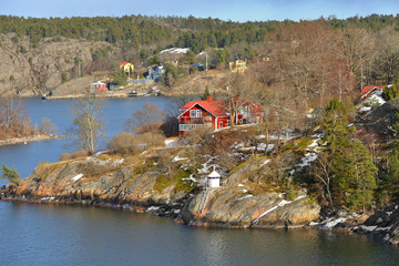 Spring landscape. Islands of Stockholm archipelago. Sweden