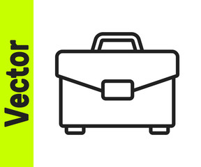 Black line Briefcase icon isolated on white background. Business case sign. Business portfolio. Vector Illustration