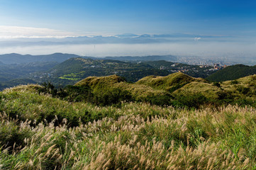 Fototapeta na wymiar High angle view of the cityscape from Yangmingshan National Park