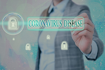 Conceptual hand writing showing Coronavirus Disease. Concept meaning defined as illness caused by a...