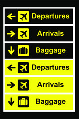 Fototapeta premium Arrivals departures baggage airport directional sign