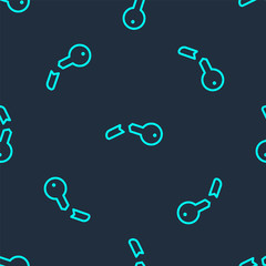 Green line Broken key icon isolated seamless pattern on blue background. Vector Illustration