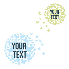 A circle from a cloud of butterflies. Text block. Background for text