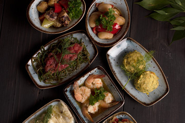 various appetizers, studio shoot